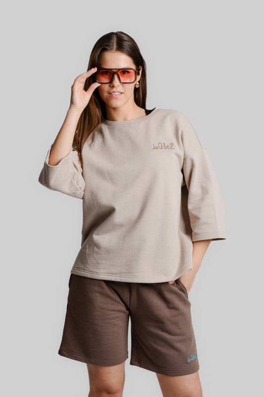 Oversized sweatshirt with 3/4 sleeves