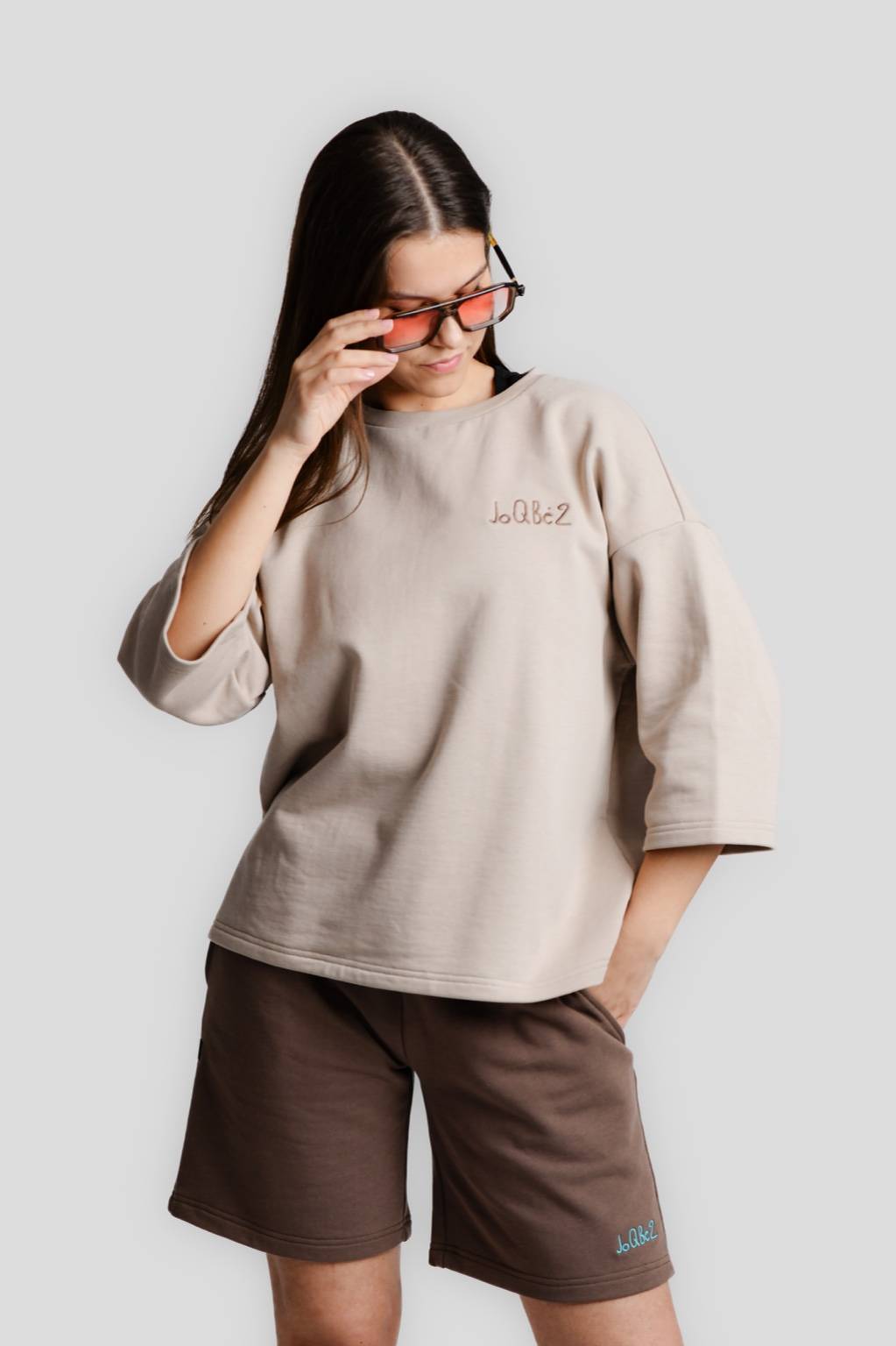 Oversized sweatshirt with 3/4 sleeves
